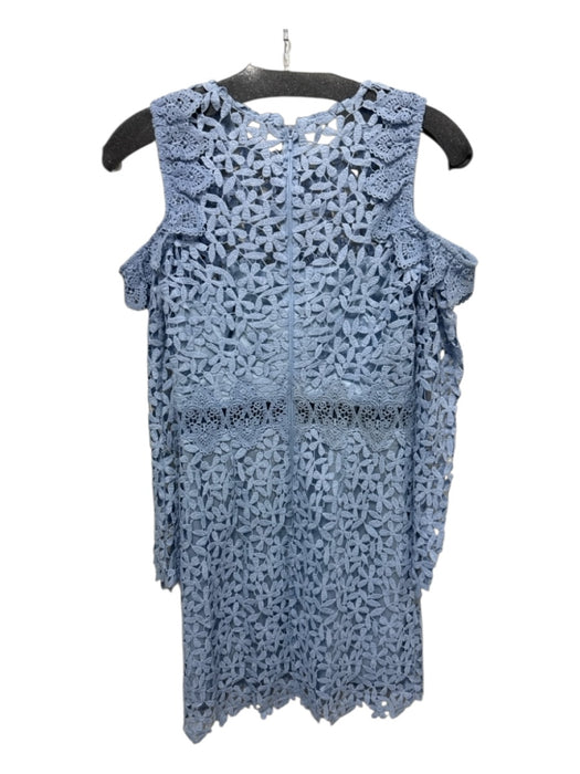 AMUR Size 2 Light Blue Polyester Cold Shoulder Floral Overlay Cut Out Dress Light Blue / 2