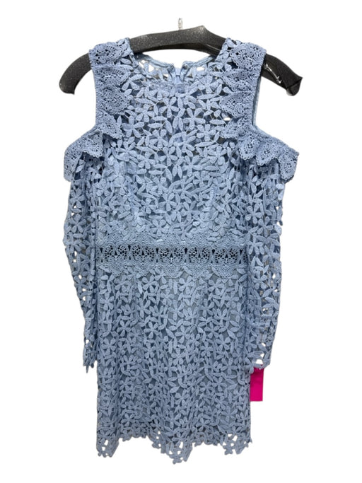 AMUR Size 2 Light Blue Polyester Cold Shoulder Floral Overlay Cut Out Dress Light Blue / 2