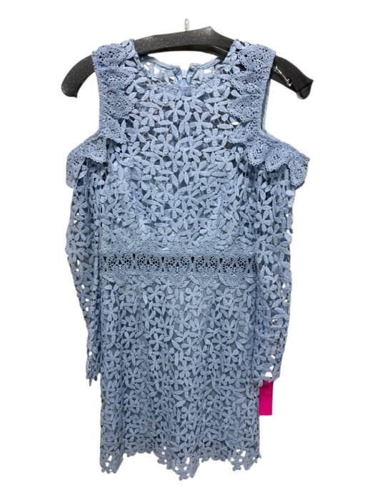 AMUR Size 2 Light Blue Polyester Cold Shoulder Floral Overlay Cut Out Dress Light Blue / 2