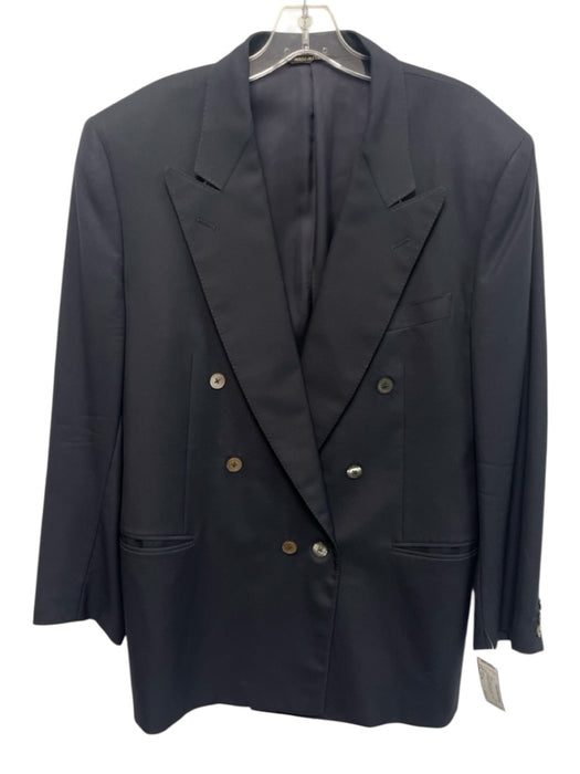 Canali Green & Black Wool Solid Double Breasted Men's Blazer Green & Black / Est 46