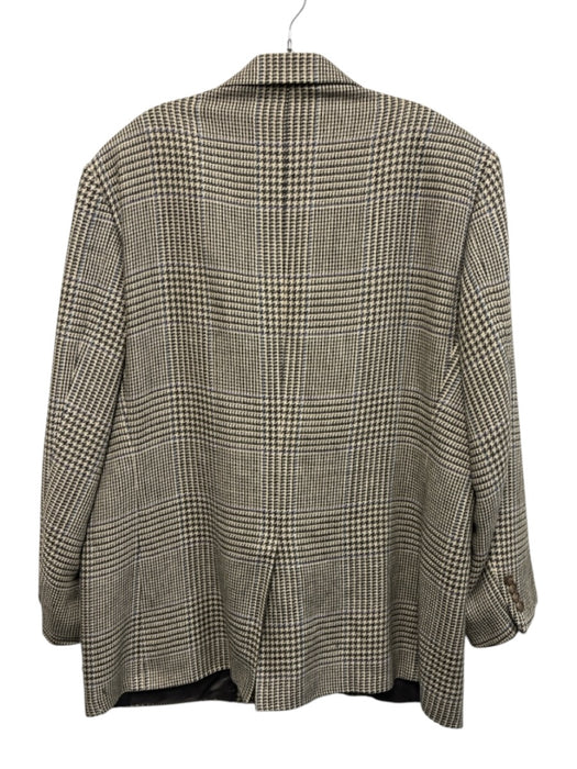 Polo Tan & Black Silk Blend Houndstooth 2 Button Men's Blazer Tan & Black / 46R