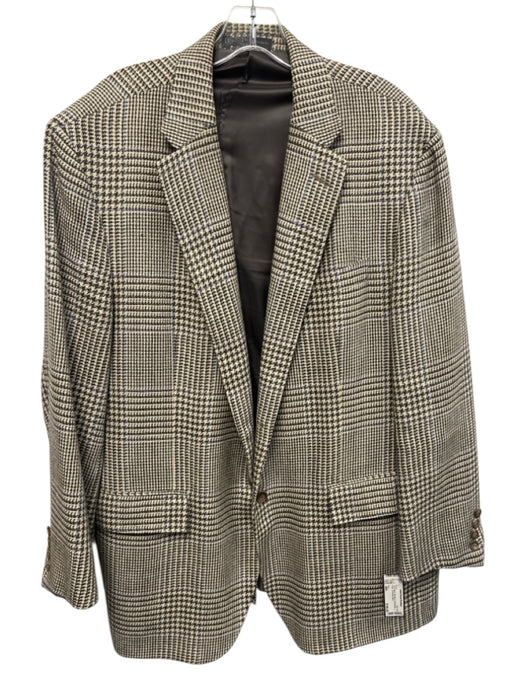 Polo Tan & Black Silk Blend Houndstooth 2 Button Men's Blazer Tan & Black / 46R