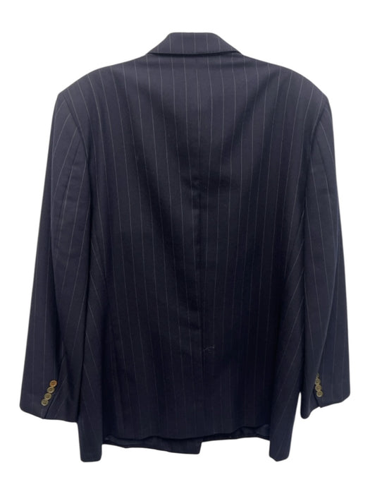 Canali AS IS Navy & White Wool Striped Double Breasted Men's Blazer Navy & White / 54