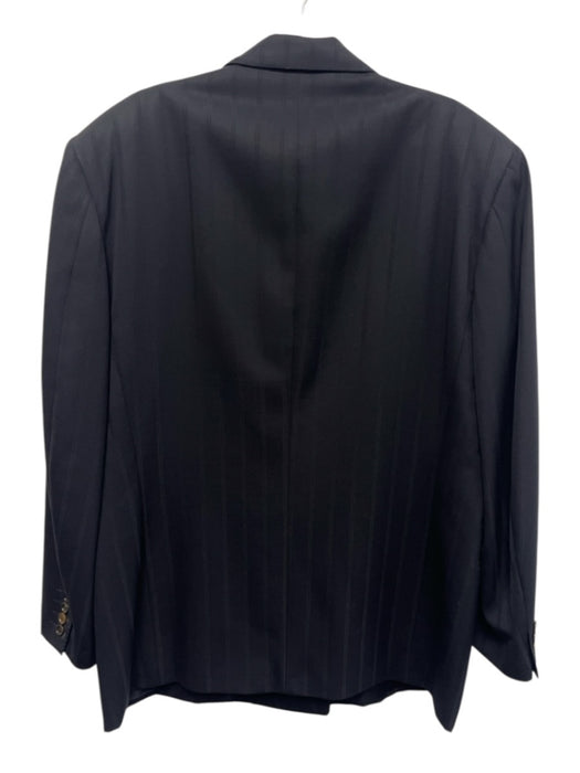 Canali Black Wool Striped Double Breasted Men's Blazer Black / 52