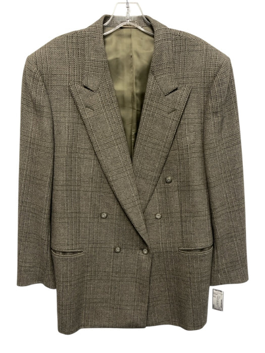 Canali Tan & Black Wool Plaid Double Breasted Men's Blazer Tan & Black / 52