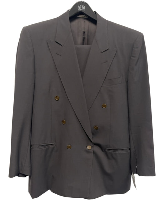 Canali Gray Wool Solid Double Breasted Men's Suit Gray / Est 52