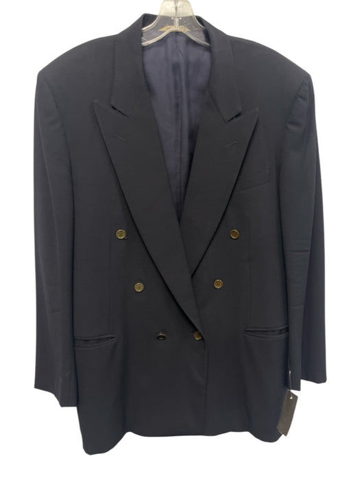Canali Black Wool Solid Double Breasted Men's Blazer Black / Est 52