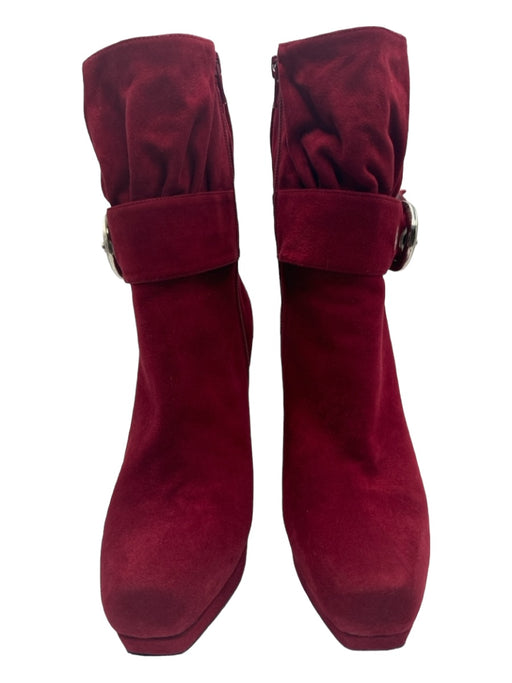 Stuart Weitzman Shoe Size 7 Burgundy Suede Leather SHW Side Zip Platform Booties Burgundy / 7