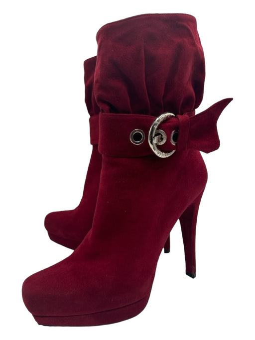 Stuart Weitzman Shoe Size 7 Burgundy Suede Leather SHW Side Zip Platform Booties Burgundy / 7