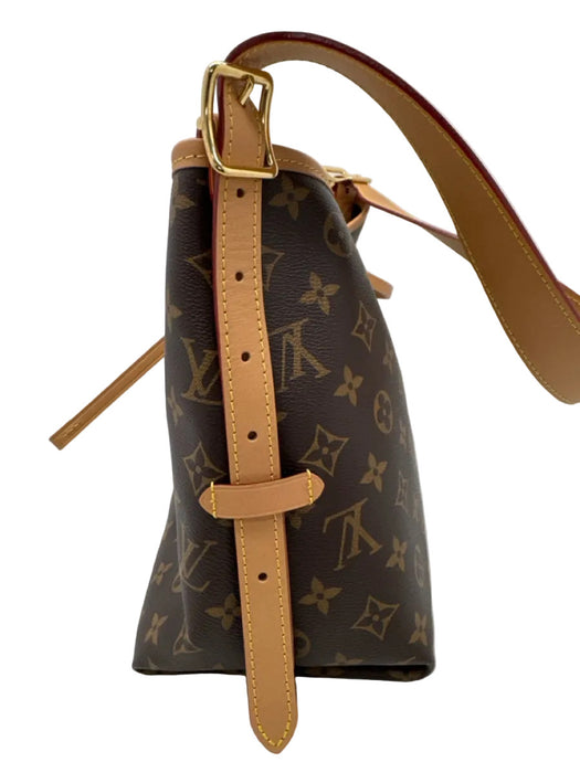 Louis Vuitton Brown Print Coated Canvas Monogram Shoulder Strap Tie Closure Bag