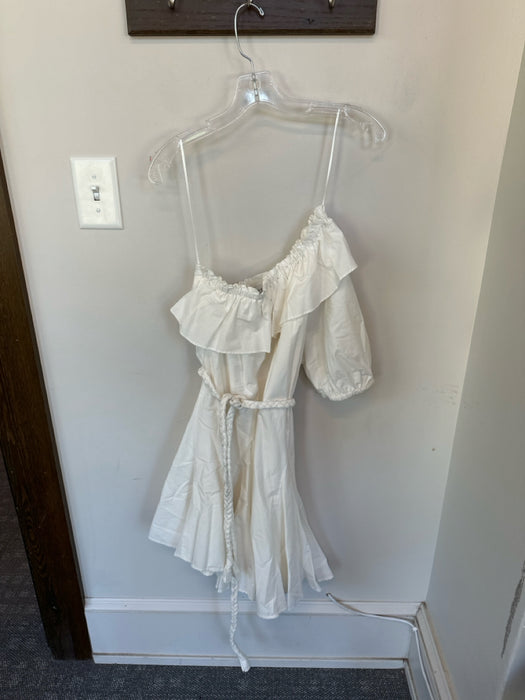 Rhode for Target Size S White Cotton & Rayon Off Shoulder Tie Waist Mini Dress