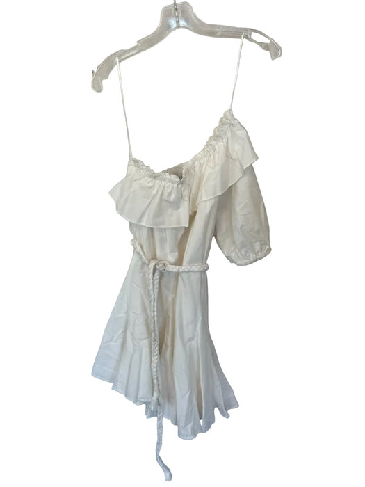 Rhode for Target Size S White Cotton & Rayon Off Shoulder Tie Waist Mini Dress