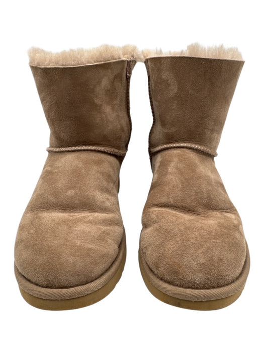 Ugg Shoe Size 8 Taupe Suede Shearling Round Toe Slip On Bow Detail Boots Taupe / 8