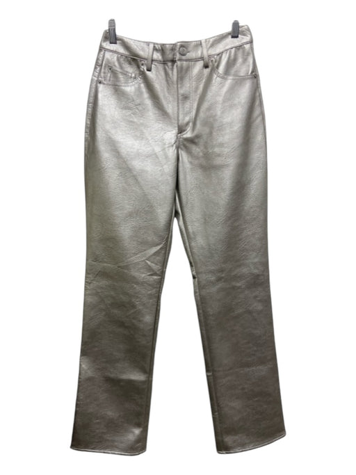 H&M Size 4 Silver Polyester Metallic Zip Front Pockets Pants Silver / 4