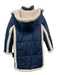 J. Crew Size XS Navy blue & Cream Polyester Fleece Trim Zip Up Hood Puffer Coat Navy blue & Cream / XS