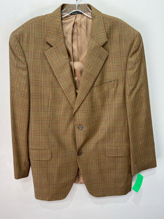 Miller Brothers Tan Wool Blend Plaid 2 Button Men's Blazer