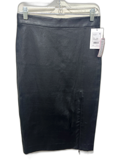 Theory Size 6 Black Lamb leather Back Zip Side Slit Zip Detail Knee length Skirt Black / 6