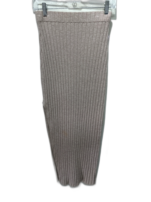 Ronny Kobo Size S Beige Viscose Blend Ribbed Knit Elastic Waist Side Slit Skirt Beige / S