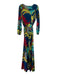 Sen Size 2 Blue & Multi Polyester Maxi All Over Print Surplice Long Sleeve Dress Blue & Multi / 2