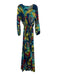 Sen Size 2 Blue & Multi Polyester Maxi All Over Print Surplice Long Sleeve Dress Blue & Multi / 2