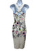 Ted Baker Size 2 White & Multi Polyester Sleeveless Floral Midi Dress White & Multi / 2