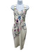 Ted Baker Size 2 White & Multi Polyester Sleeveless Floral Midi Dress White & Multi / 2