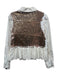 Romi Basha Size M White Cotton Denim Long Sleeve Distressed Sequin Jacket White / M