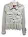Romi Basha Size M White Cotton Denim Long Sleeve Distressed Sequin Jacket White / M