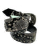 The Kooples Black & Silver Cow Leather Studs Buckle Snake Embossed Belts Black & Silver / 2