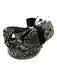 The Kooples Black & Silver Cow Leather Studs Buckle Snake Embossed Belts Black & Silver / 2