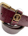 Michael Kors Burgundy Red Leather Patent Croc Embossed Gold Tone Buckle Belts Burgundy Red / M