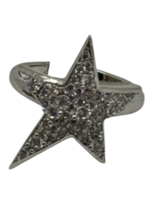 Melinda Maria Silver Tone Metal Rhinestone Star Ring Silver Tone
