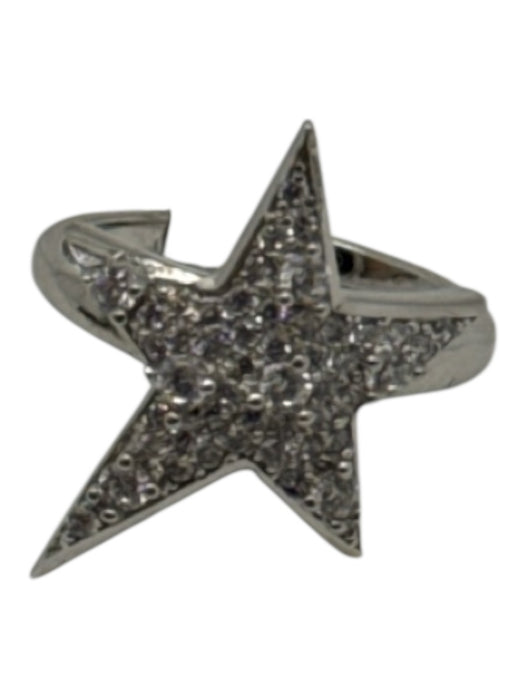 Melinda Maria Silver Tone Metal Rhinestone Star Ring Silver Tone