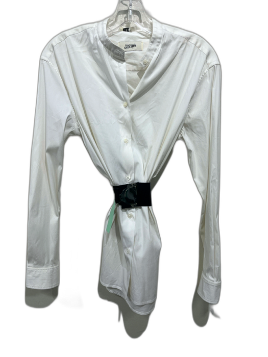 Jean Paul Gaultier Size 42 White & Black Cotton Blend Long Sleeve Button Up Top White & Black / 42