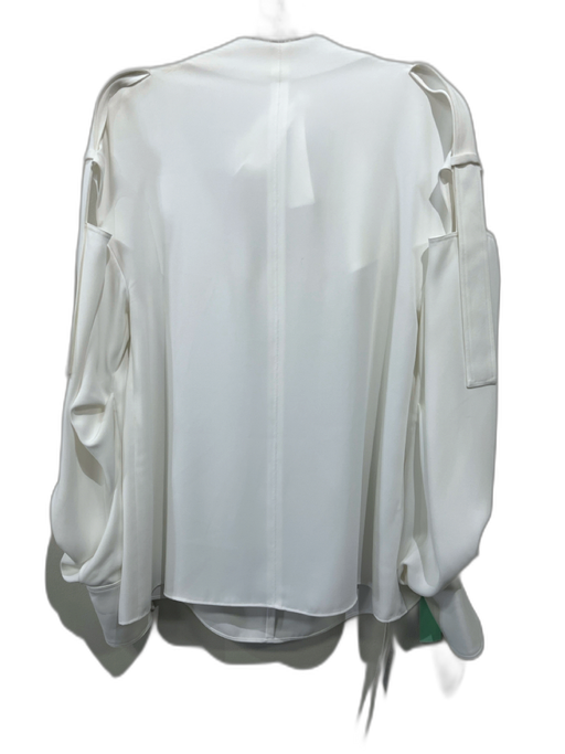 Adeam Size S White Polyester High Neck Cutout Detailing Tie Back Long Sleeve Top White / S