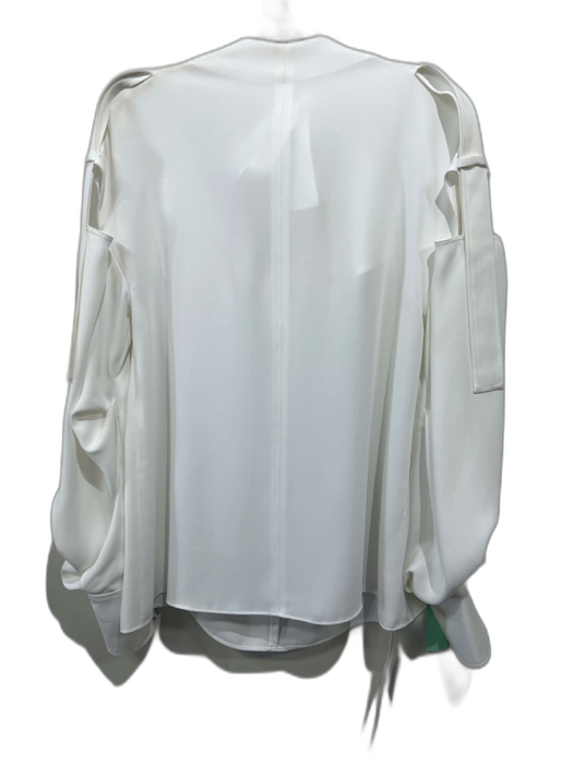 Adeam Size S White Polyester High Neck Cutout Detailing Tie Back Long Sleeve Top White / S