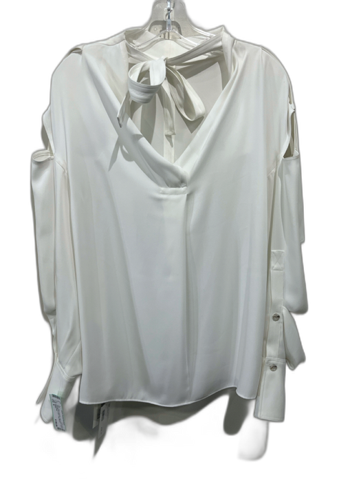 Adeam Size S White Polyester High Neck Cutout Detailing Tie Back Long Sleeve Top White / S