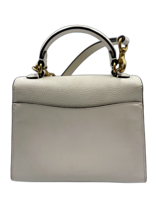 Coach Cream White Leather Gold Tone Hardware Flap Removable Strap Bag Cream White