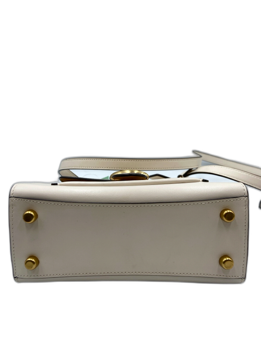 Coach Cream White Leather Gold Tone Hardware Flap Removable Strap Bag Cream White