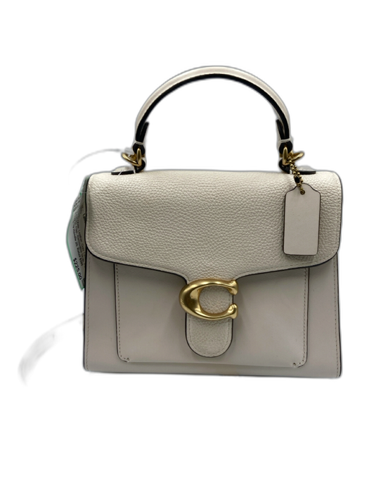 Coach Cream White Leather Gold Tone Hardware Flap Removable Strap Bag Cream White