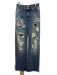 Good American Size 6/28 Medium Wash Cotton Blend Denim Ripped Straight Leg Jeans Medium Wash / 6/28