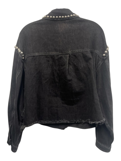 All Saints Size XS Black Cotton Denim Studded Raw Hem Jacket Black / XS