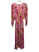 Taj by Sabrina Crippa Size M Pink, Yellow, Orange Viscose Long Sleeve Midi Dress Pink, Yellow, Orange / M