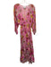 Taj by Sabrina Crippa Size M Pink, Yellow, Orange Viscose Long Sleeve Midi Dress Pink, Yellow, Orange / M