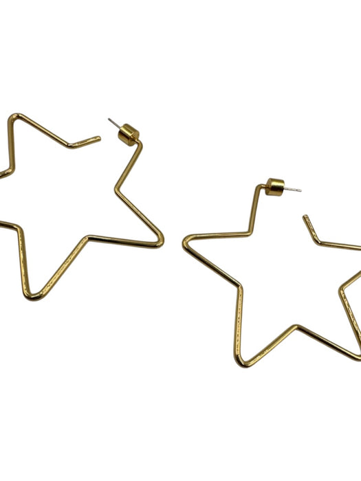 Emma Pills Gold 18k Gold Plated Post Back Star Open Hoop Earrings Gold