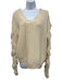 Yigal Azrouel Size 8 Ivory Cream Merino Wool Cold Shoulder Fringe Sweater Ivory Cream / 8