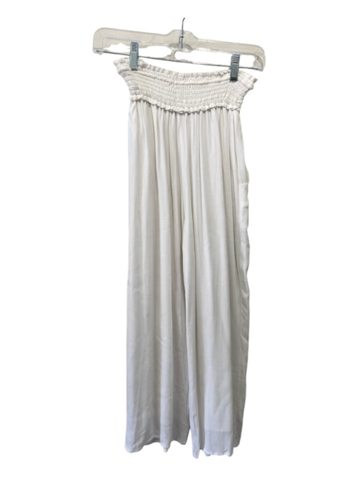 Karlie Size S White Rayon Elastic Waist Wide Leg Pants White / S