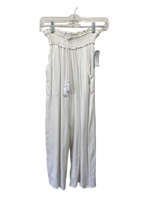 Karlie Size S White Rayon Elastic Waist Wide Leg Pants White / S