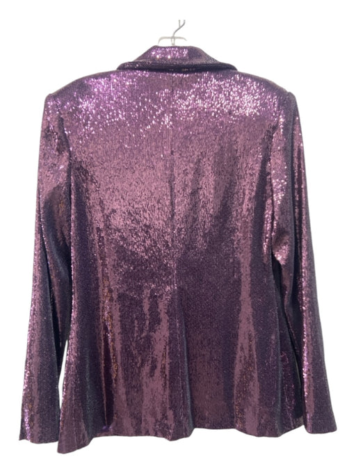 Nova Luxe Size Medium Mauve Purple Polyester Sequined Snap Closure Blazer Jacket Mauve Purple / Medium