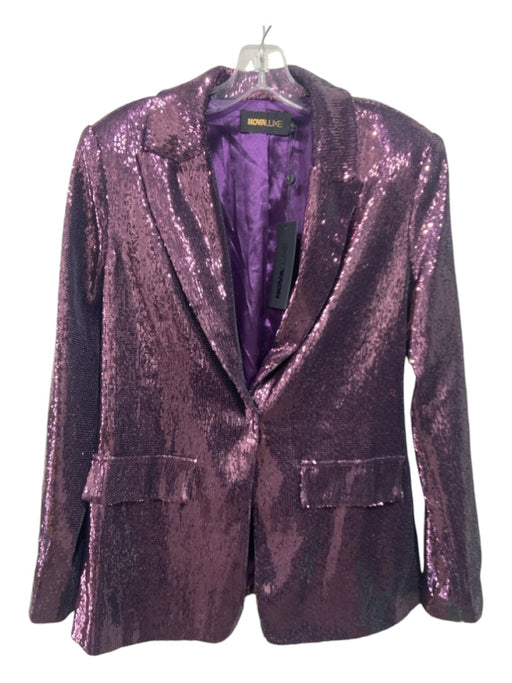 Nova Luxe Size Medium Mauve Purple Polyester Sequined Snap Closure Blazer Jacket Mauve Purple / Medium